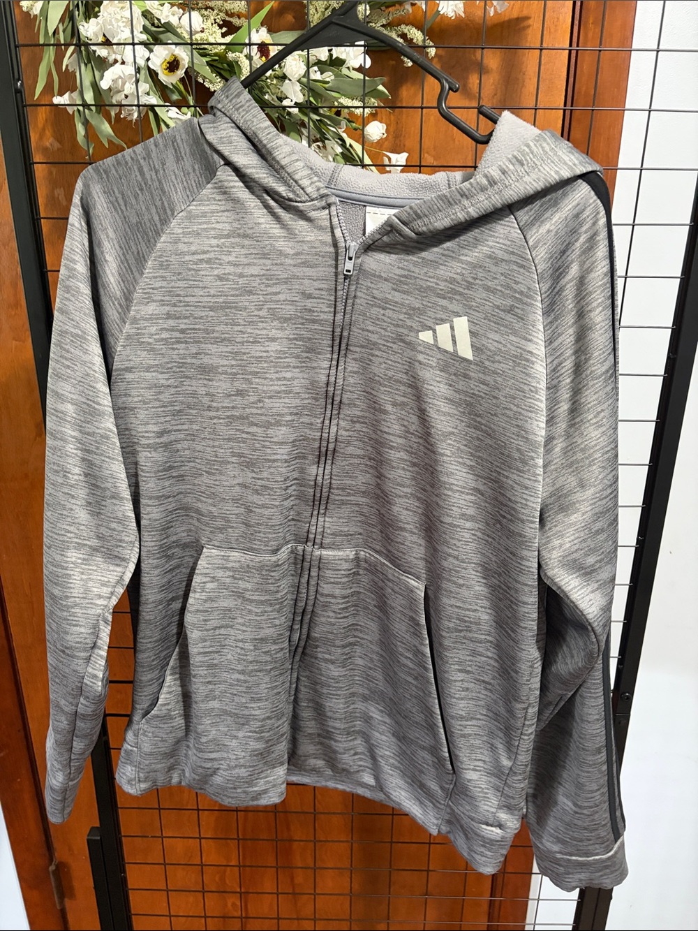 Adidas Light Gray Heather Full-Zip Hoodie